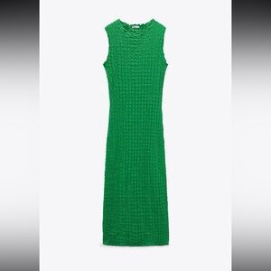 Green Sleeveless Textured Dress